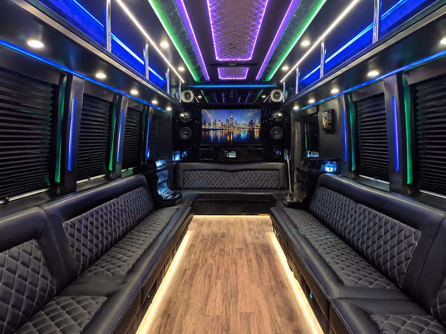 edmond 25 passenger party bus interior