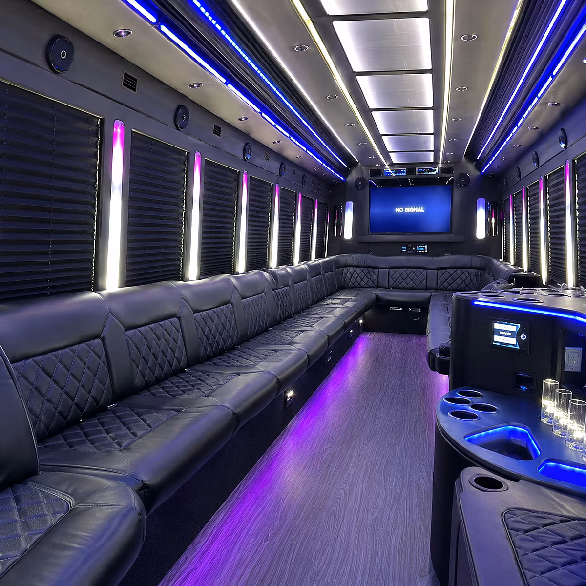 edmond 30 passenger party bus inside