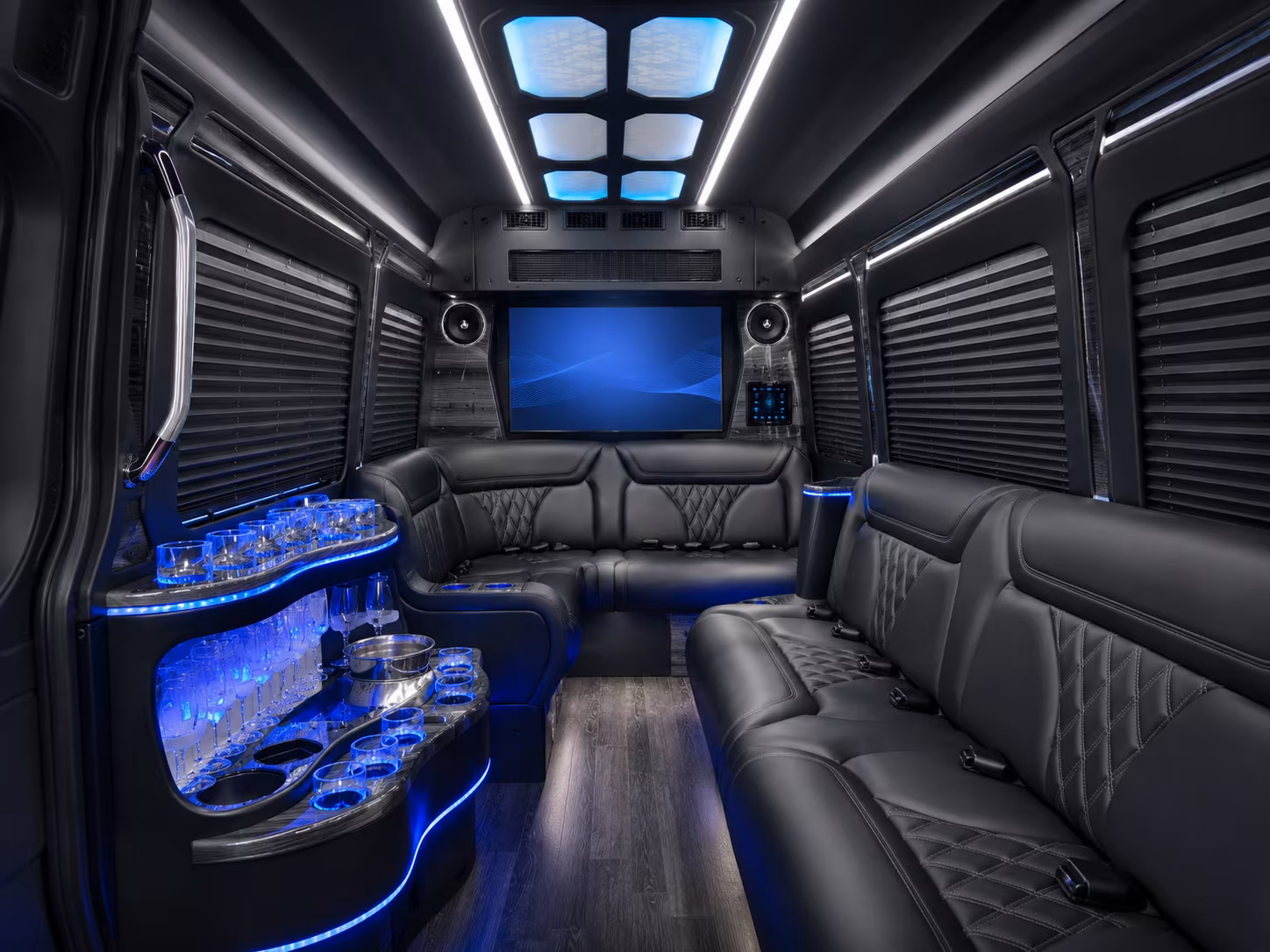 edmond 30 passenger party bus interior